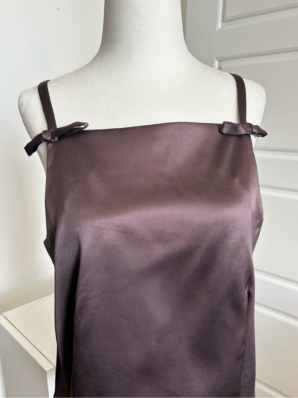 GAP Satin Square-Neck Bow Top Terra Brown Size M – Excellent Condition